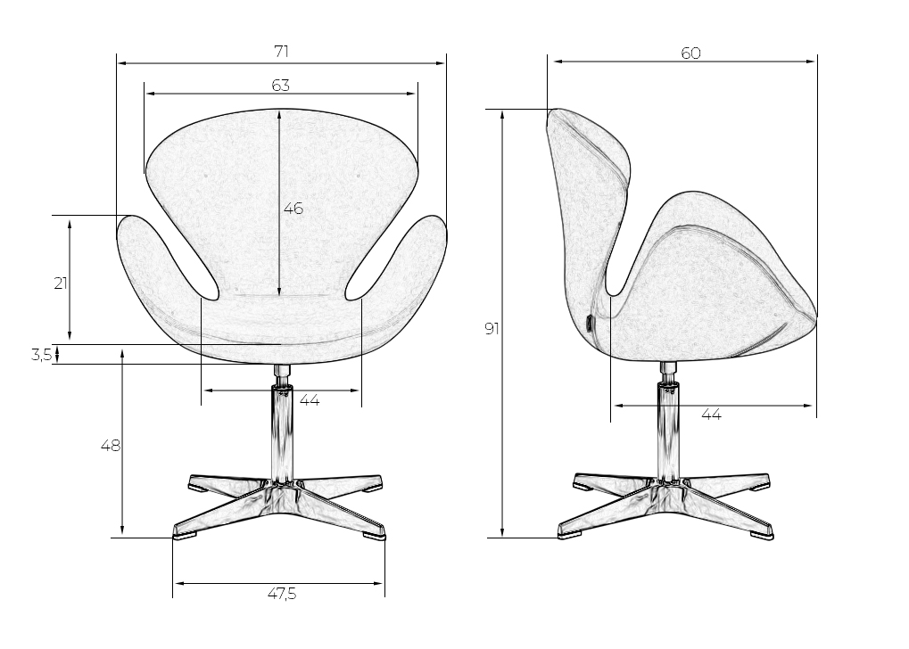 Кресло дизайнерское DOBRIN SWAN 